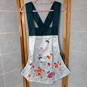 Unbranded Traditional Korean Hanbok‎ Apron One Size Teal White Floral Embroidery